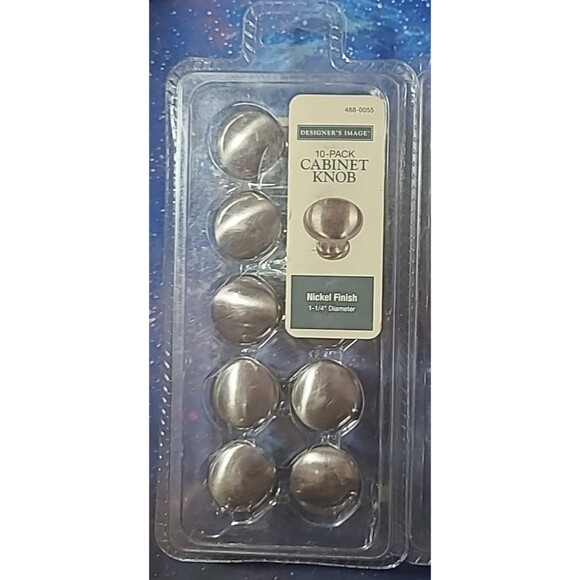 Designer’s Image Nickel Finish 10 Pack Cabinet Knobs 1-1/4” Diameter Sealed - Picture 1 of 4